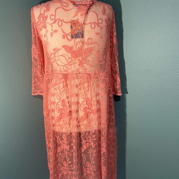 Indigo Poppy coral kimono - Picture 6 of 15